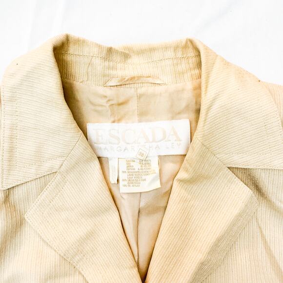 Escada Yellow Wheat 4-Button Blazer Jacket Wool-Silk Blend Long Sleeve Size 38 - Picture 2 of 5